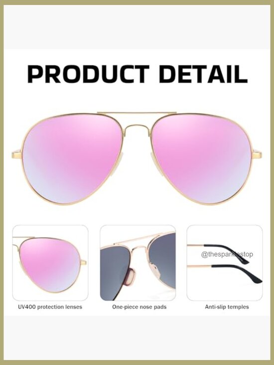 Metal Frame Polarized Sunglasses with UV Protection, Oversized Fit main image 3